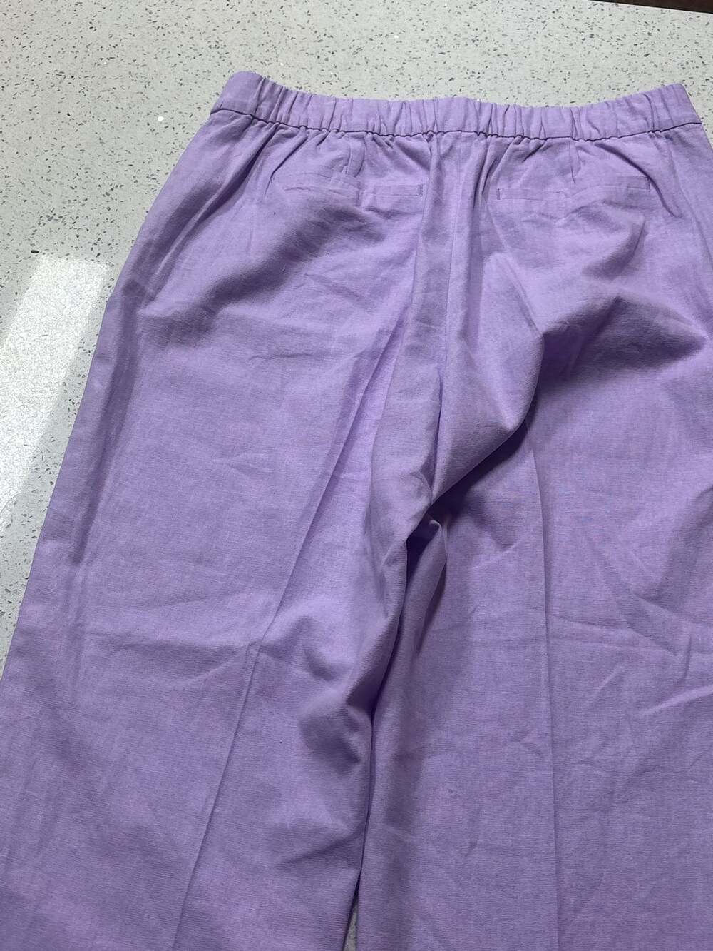 J.Crew Linen Pull-On Button Detail Pants Purple Size 10 - Picture 5 of 10